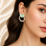 Pearl Kissed light green Butterfly Hoops