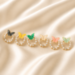 Pearl Kissed green Butterfly Hoops - Image 3