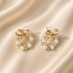 Luna Bow Pearl Earrings - Image 2