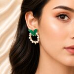 Pearl Kissed green Butterfly Hoops