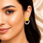 Pearl Kissed yellow Butterfly Hoops