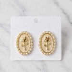 Vintage Pearl Rose Stud Earrings - Image 3