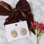 Vintage Pearl Rose Stud Earrings