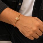 Peach Crystal Elegance Rakhi