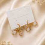 Moonstone Charm Hoop Earrings - Image 2