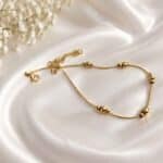 Minimal Golden Bead Anklet - Image 3