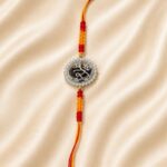 999 Silver-Plated Shri Ram Rakhi – Saffron Thread Edition - Image 2
