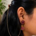 Gulnaar 2-in-1 Kan Chain Jhumka Earrings - Image 3