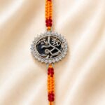 999 Silver-Plated Shri Ram Rakhi – Saffron Thread Edition - Image 3