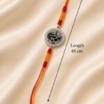 999 Silver-Plated Shri Ram Rakhi – Saffron Thread Edition - Image 4