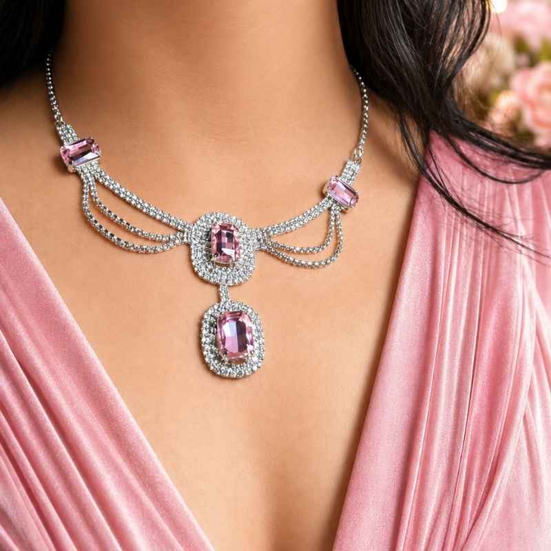 56 Princess Blush Crystal Necklace Set - Image 1