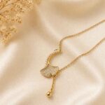 Pearl Fan Tassel Pendant Necklace - Image 2