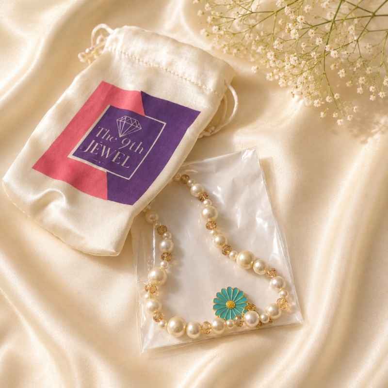 81 Azure Daisy Pearl Phone Charm - Image 1