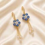 Sapphire Bloom Tassel Earrings - Image 2