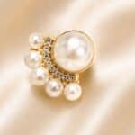 Pearl Halo Crystal Stud Earrings - Image 3