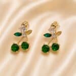 Emerald Vine Crystal Earrings - Image 2