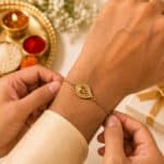 Elegant Golden Leaf Rakhi