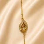 Elegant Golden Leaf Rakhi - Image 3