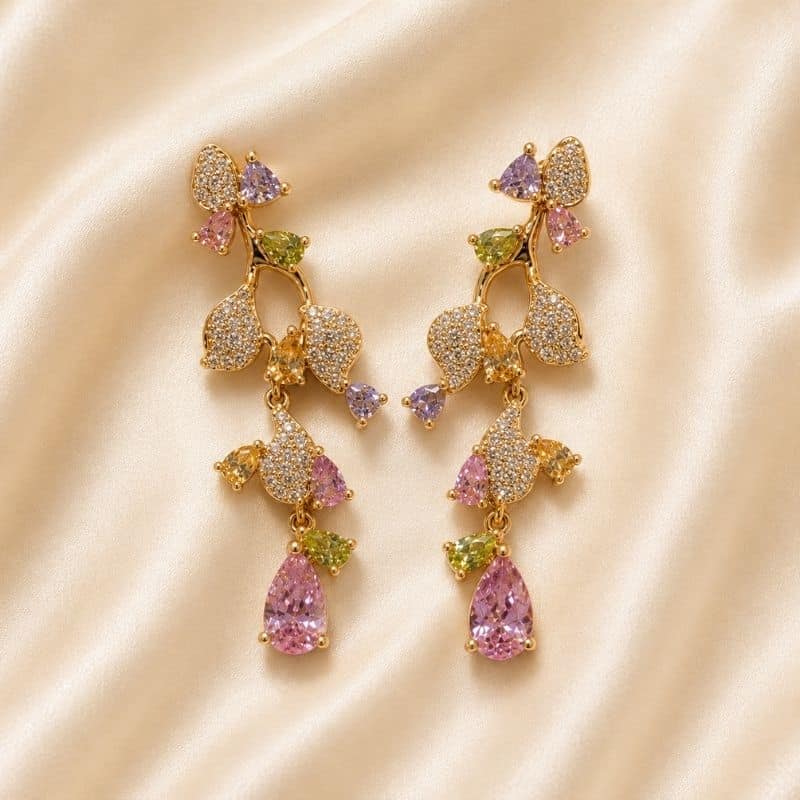18 Blush Blossom Cascade Earrings - Image 1