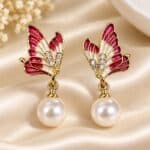 Ruby Flutter Pearl Earrings - Image 3