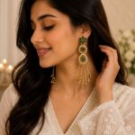 Emerald Temple Ghungroo Earrings