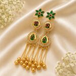Emerald Temple Ghungroo Earrings - Image 2