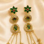 Emerald Temple Ghungroo Earrings - Image 3