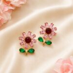 Blooming Ruby Floral Earrings - Image 2