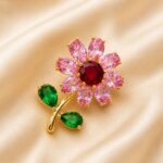 Blooming Ruby Floral Earrings - Image 3